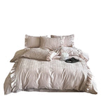 Bedding Set Jacquard Texture Ruffled Edge 4 Piece