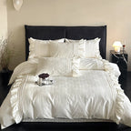 Bedding Set Jacquard Texture Ruffled Edge 4 Piece
