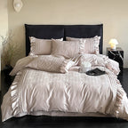 Bedding Set Jacquard Texture Ruffled Edge 4 Piece