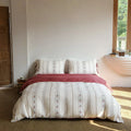 Bedding Set Lightweight Cotton Embroidered Stripes & Pillow Ties