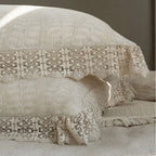 Bedding Set Linen-Cotton Soft-Washed Crochet Edge