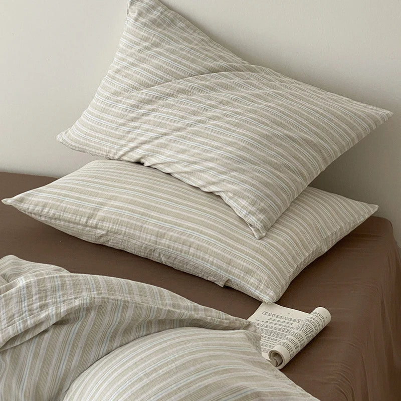 Bedding Set Linen-Cotton Striped Envelope Pillowcases