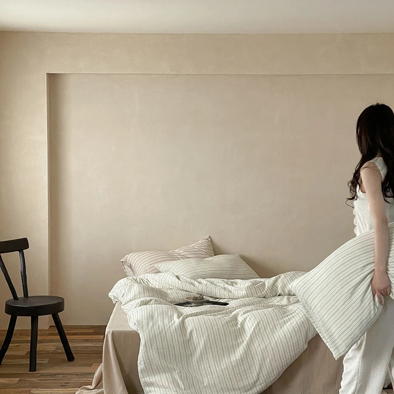 Bedding Set Linen-Look Breathable & Wrinkle-Resistant 4-Piece