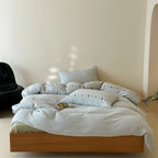 Bedding Set Linen-Look Cotton Blend Breathable Embroidered