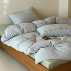 Bedding Set Linen-Look Cotton Blend Breathable Embroidered