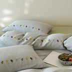 Bedding Set Linen-Look Cotton Blend Breathable Embroidered