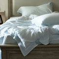Bedding Set Linen-Look Cotton Breathable Piped Seams