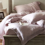 Bedding Set Linen-Look Cotton Breathable Piped Seams