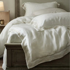 Bedding Set Linen-Look Cotton Breathable Piped Seams