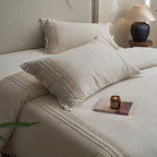 Bedding Set Linen-Look Crochet Lace Trim Breathable & Easy-Care