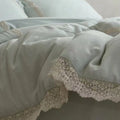Bedding Set Linen-Look Crochet Lace Trim Breathable & Easy-Care