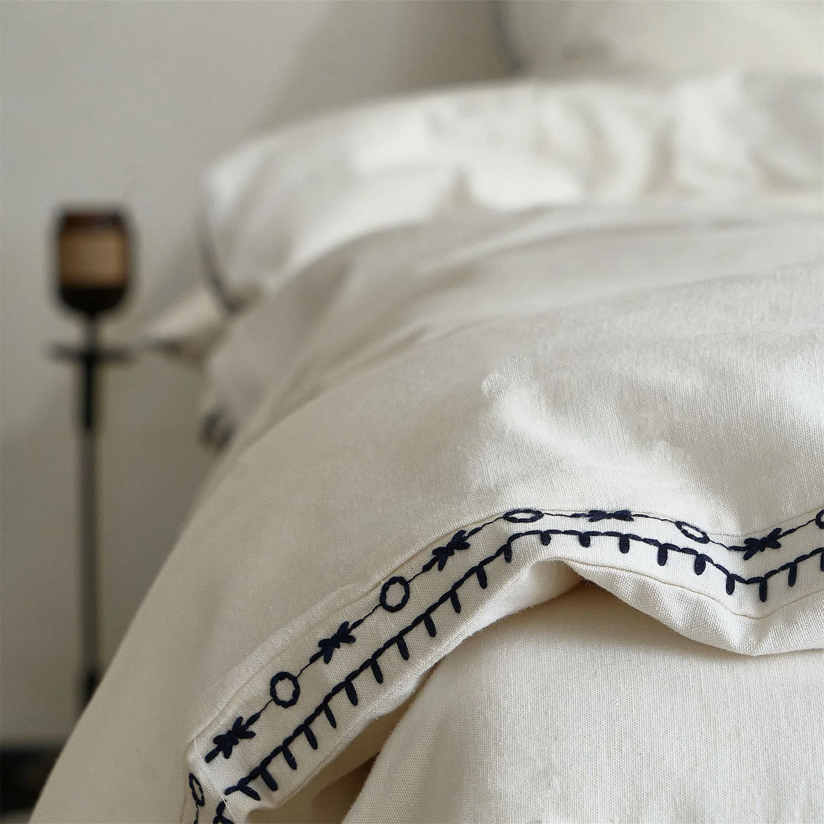 Bedding Set Organic Cotton-Linen Embroidered 4-Piece