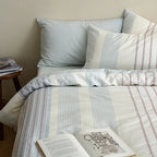 Bedding Set Percale Cotton Embroidered Floral Stripe