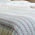Bedding Set Percale Cotton Embroidered Floral Stripe