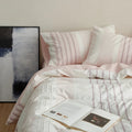 Bedding Set Percale Cotton Embroidered Floral Stripe
