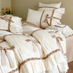 Bedding Set Pleated Ruffles & Bow Accents