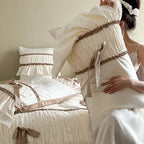 Bedding Set Pleated Ruffles & Bow Accents
