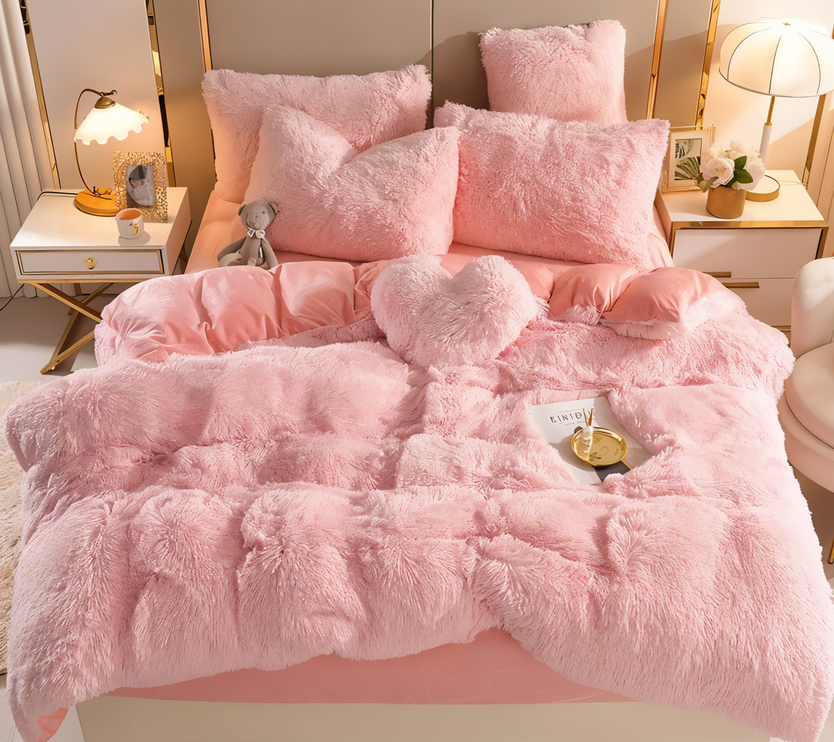 Bedding Set Plush Fleece Duvet Cover & 2 Pillowcases