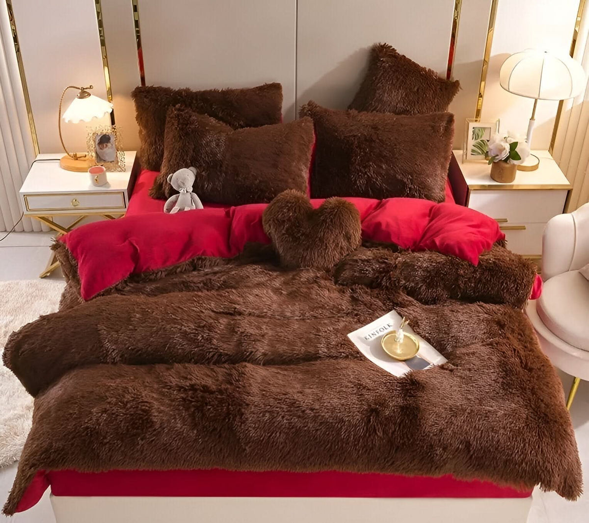 Bedding Set Plush Fleece Duvet Cover & 2 Pillowcases