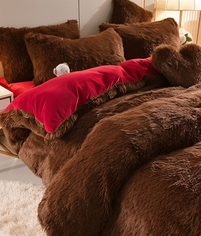 Bedding Set Plush Fleece Duvet Cover & 2 Pillowcases
