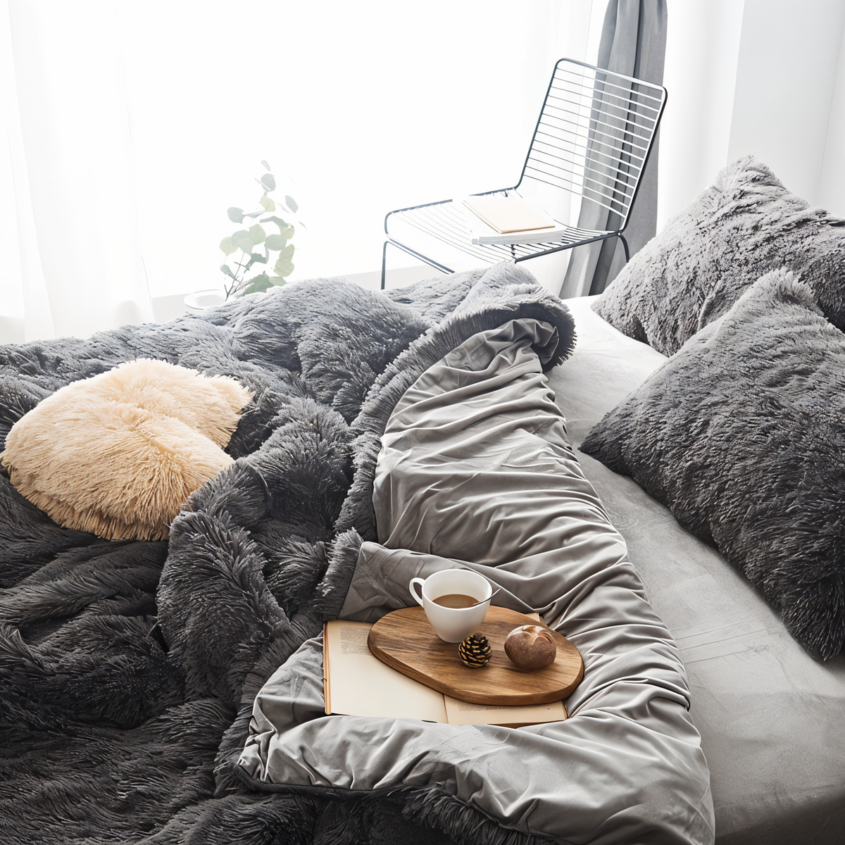 Bedding Set Plush Fleece Duvet Cover & 2 Pillowcases
