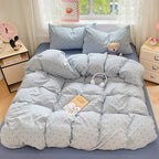 Bedding Set Pre-Washed Microfiber 4-Piece Wrinkle-Resistant