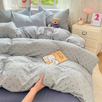 Bedding Set Pre-Washed Microfiber 4-Piece Wrinkle-Resistant
