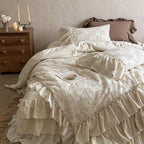 Bedding Set Quilted 100% Cotton Ruffled With Bed Skirt