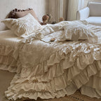 Bedding Set Quilted 100% Cotton Ruffled With Bed Skirt