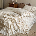 Bedding Set Quilted 100% Cotton Ruffled With Bed Skirt