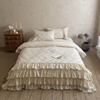 Bedding Set Quilted 100% Cotton Ruffled With Bed Skirt