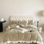 Bedding Set Quilted Jacquard Ruffle Trim