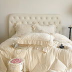 Bedding Set Quilted Jacquard Ruffle Trim
