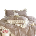 Bedding Set Quilted Jacquard Ruffle Trim