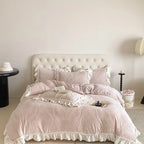 Bedding Set Quilted Jacquard Ruffle Trim
