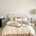 Bedding Set Quilted Jacquard Ruffle Trim