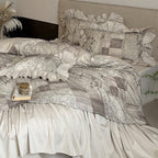 Bedding Set Quilted Patchwork & Gathered Bedskirt Machine Washable