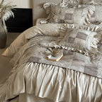 Bedding Set Quilted Patchwork & Gathered Bedskirt Machine Washable