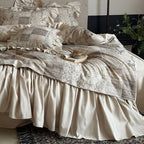 Bedding Set Quilted Patchwork & Gathered Bedskirt Machine Washable