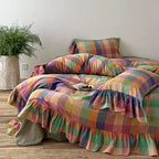 Bedding Set Reversible Cotton Gauze Vichy Check & Ruffle