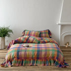 Bedding Set Reversible Cotton Gauze Vichy Check & Ruffle