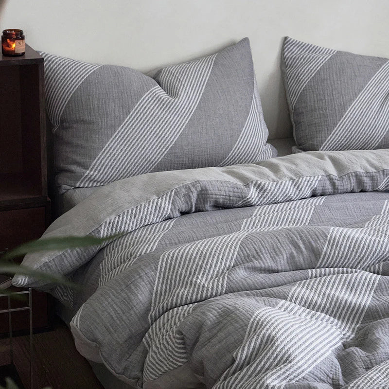 Bedding Set Reversible Cotton-Linen 4-Piece