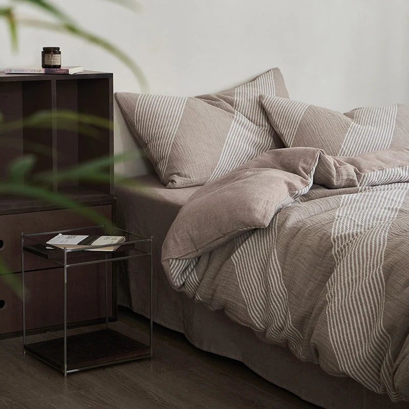 Bedding Set Reversible Cotton-Linen 4-Piece