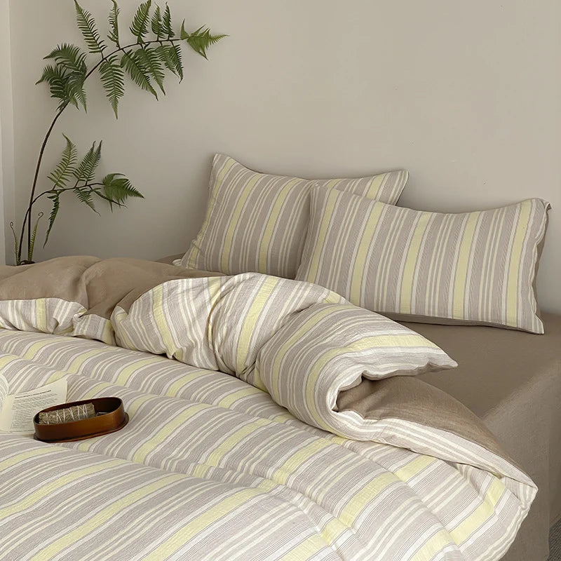 Bedding Set Reversible Cotton-Linen Fitted Sheet