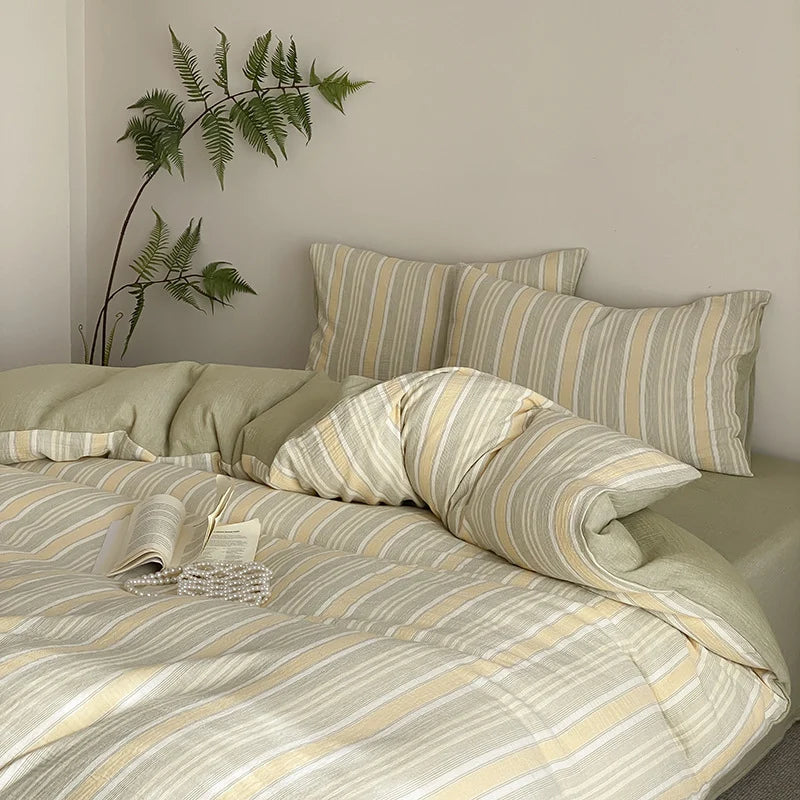 Bedding Set Reversible Cotton-Linen Fitted Sheet