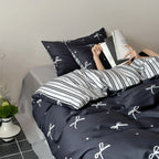 Bedding Set Reversible Cotton Satin 4 Piece