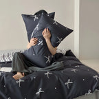 Bedding Set Reversible Cotton Satin 4 Piece