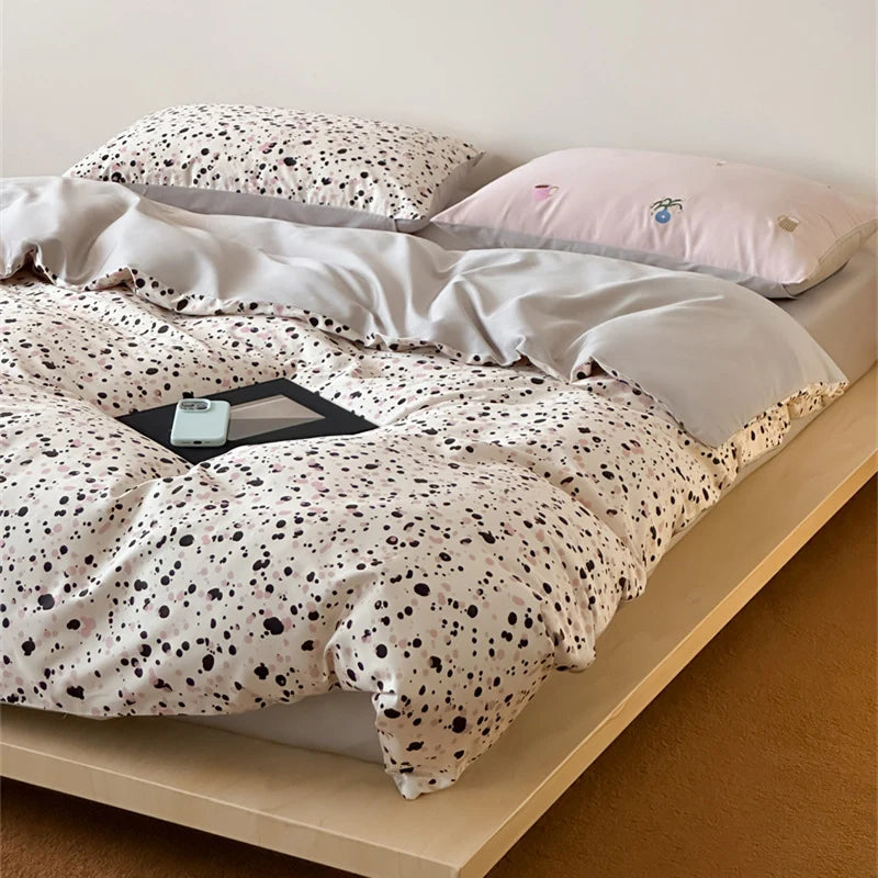 Bedding Set Reversible Cotton Satin 4-Piece