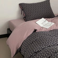 Bedding Set Reversible Cotton Satin Delicate Floral Bow Pillowcases