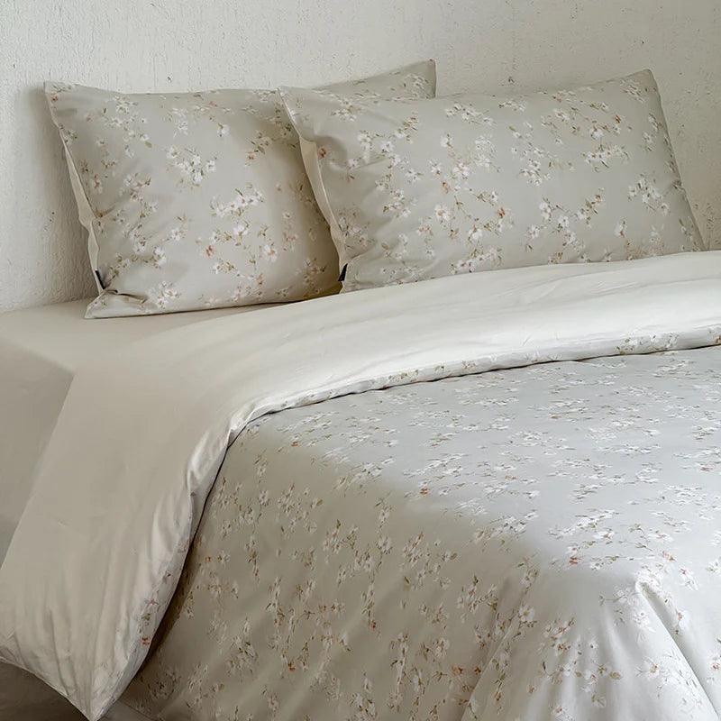 Bedding Set Reversible Cotton Satin Four Piece